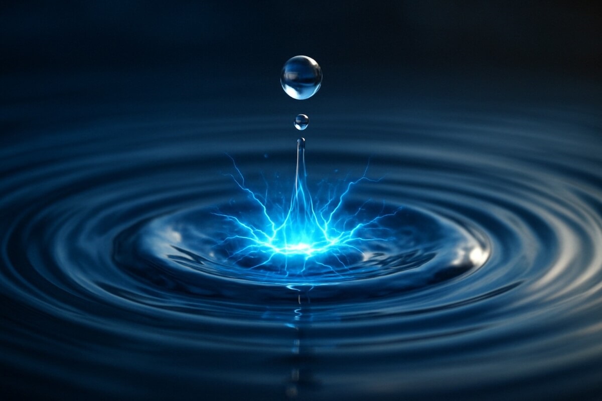 Een regendruppel wekt energie op