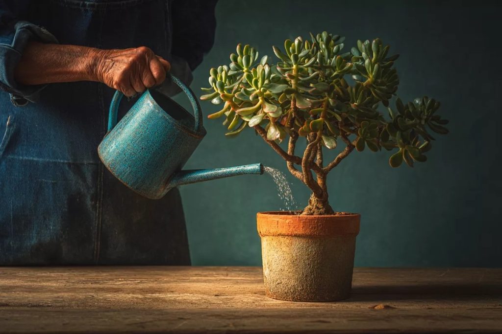 Man verzorgt een plant