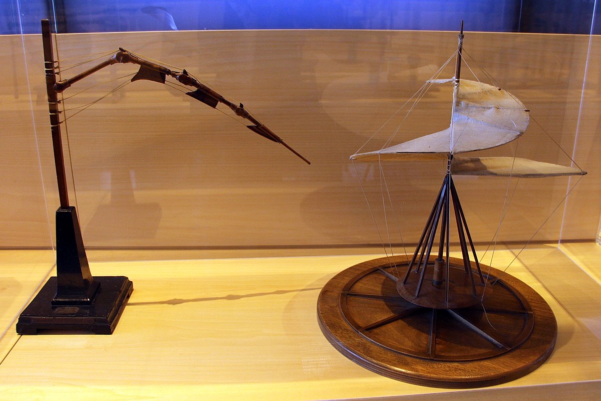 “luchtpropeller”, ontworpen door Da Vinci, de eerste drone