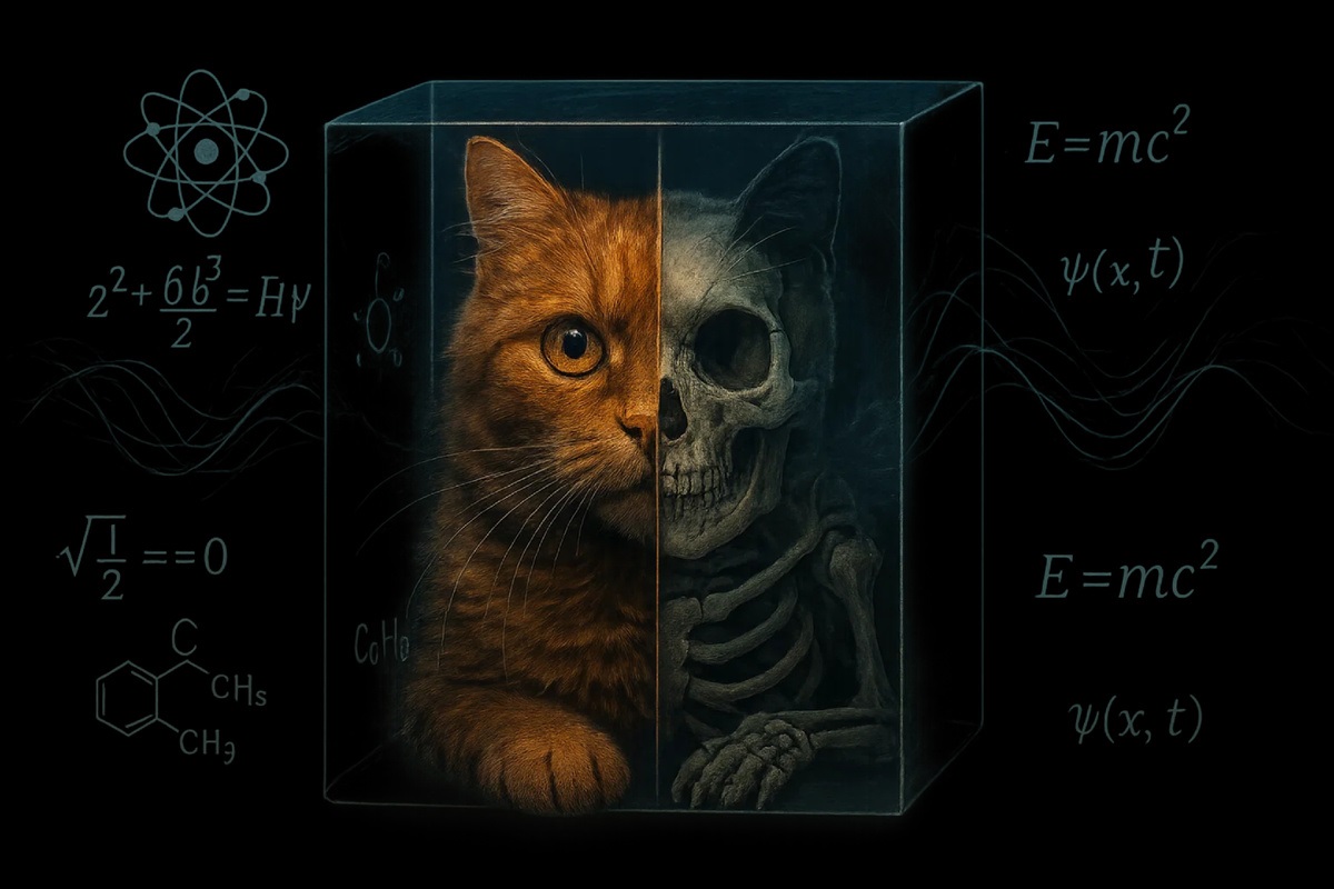 Illustratie van de kat van Schrödinger